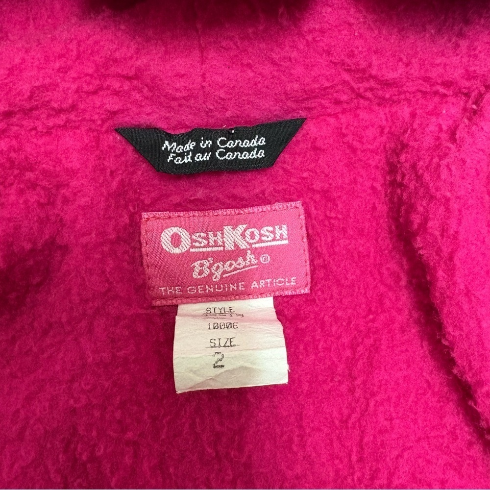 Vintage Oshkosh Girls 2 Blue Fleece Lined Nylon Jacket 90s Antique Retro - Picture 3 of 6